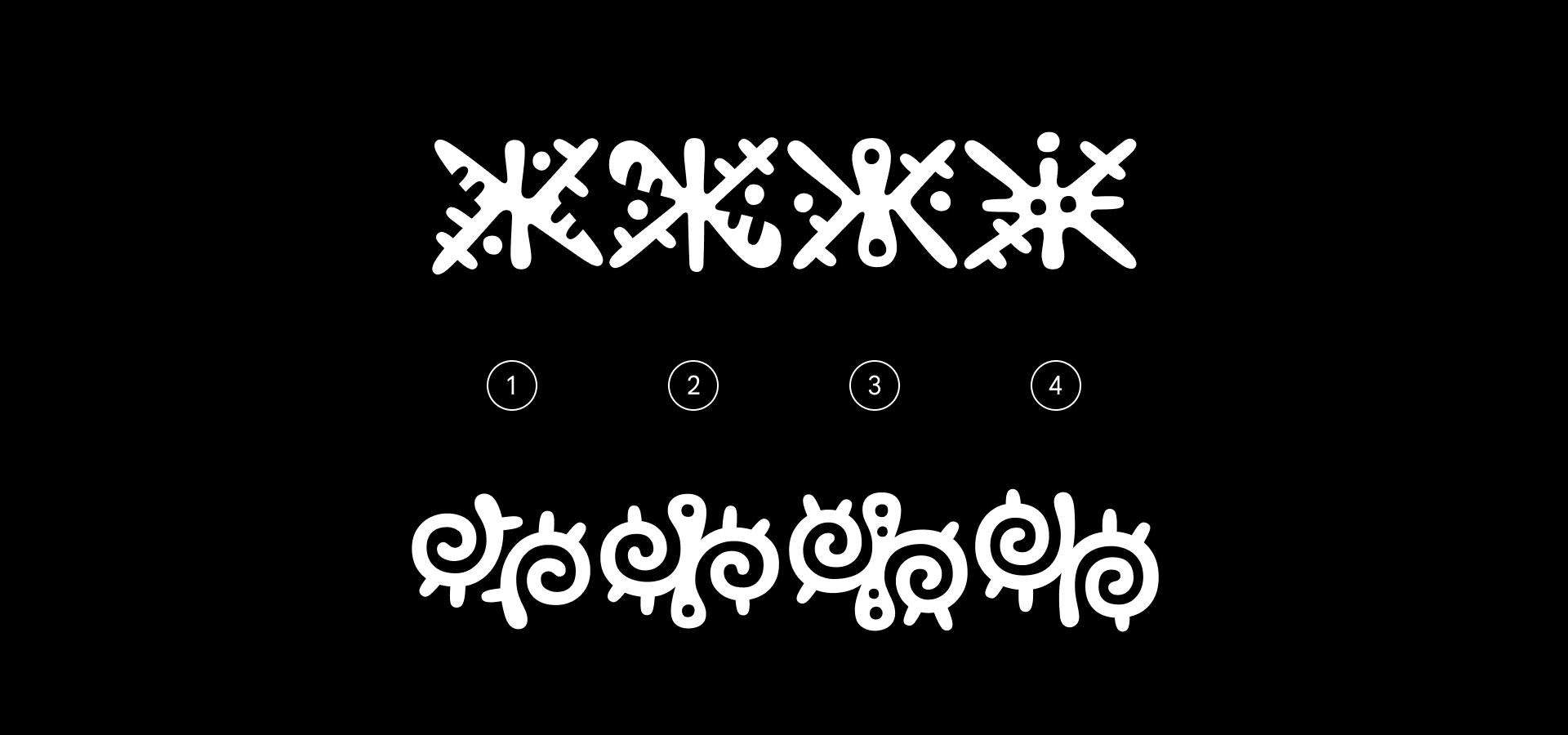 Comparison of two Cyrillic characters in four Kablammo styles