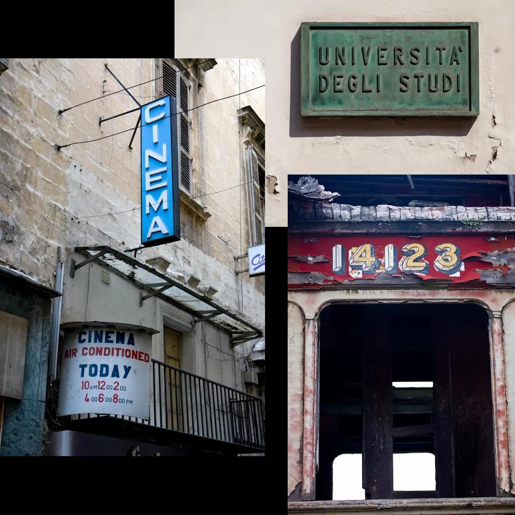 collage view of various prismatic signs